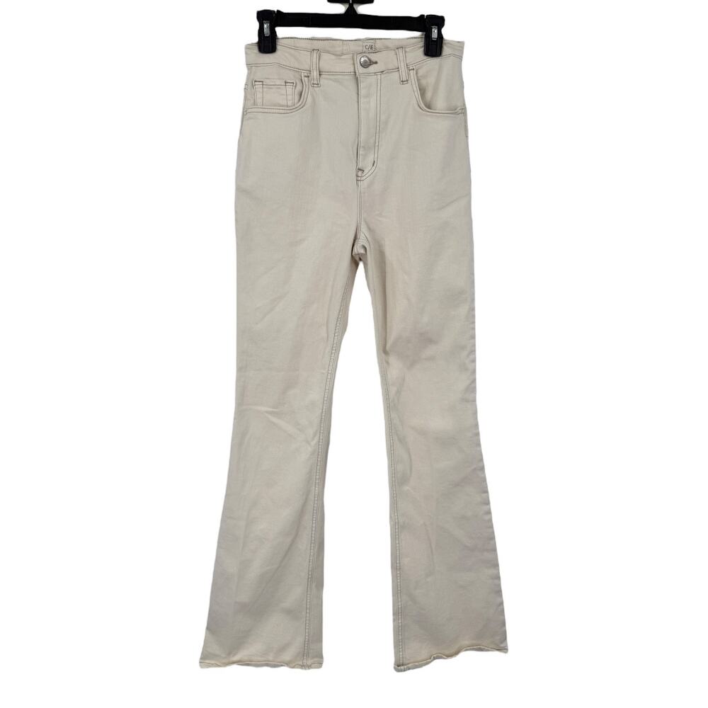 C/E Current Elliott High Rise Flare Jeans cream size 29